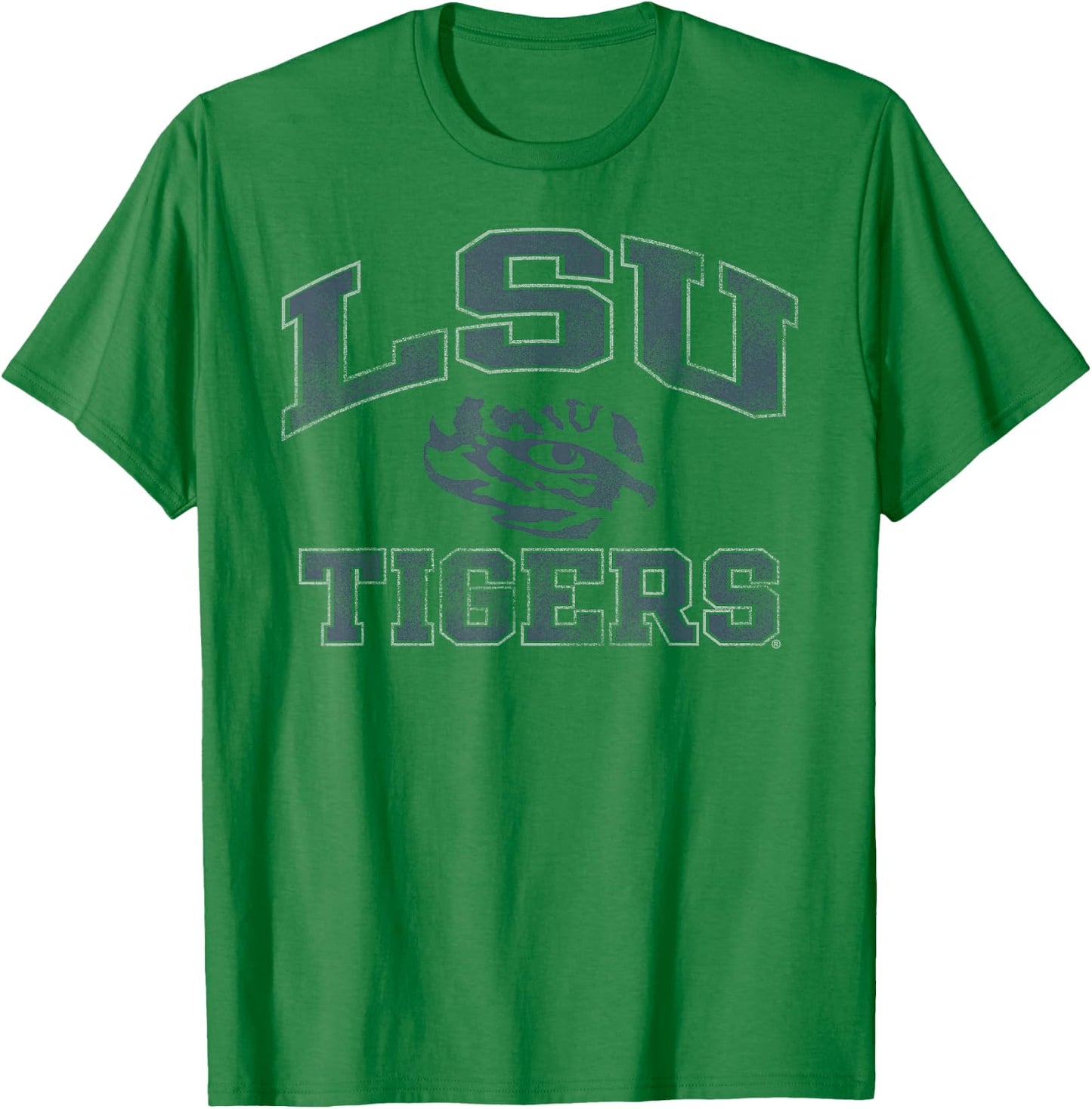 LSU Tigers Vintage Worn Gray Officially Licensed T-Shirt - T-Shirt | Irish Green