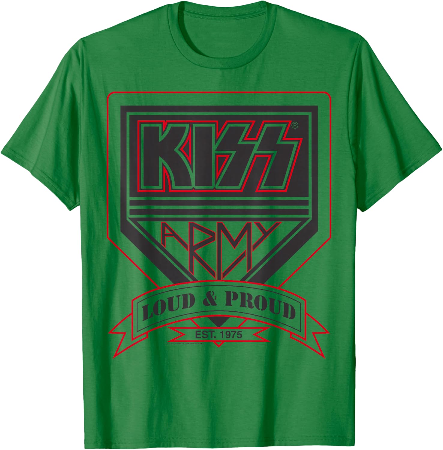 KISS - Official KISS Kollection , -Adults, Short Sleeve, , Military Green, Small T-Shirt - T-Shirt | Irish Green