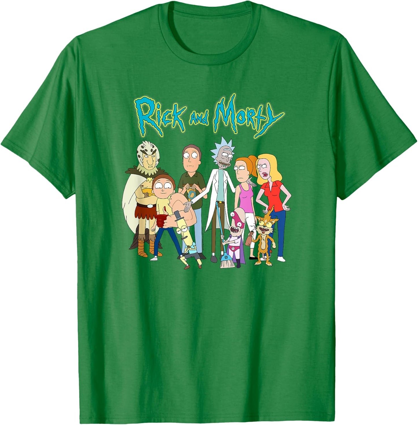 Rick and Morty Family with Friends T-Shirt - T-Shirt | Irish Green