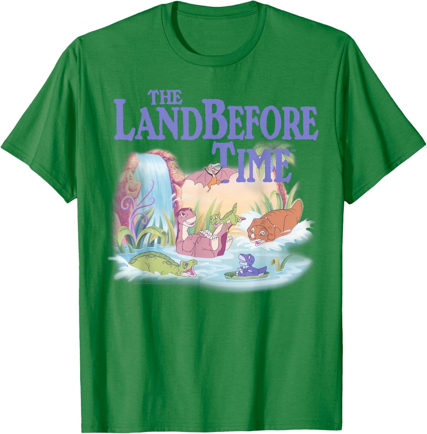 Land Before Time Pastel Dinosaur Friends Splashing Around Small T-Shirt - T-Shirt | Irish Green