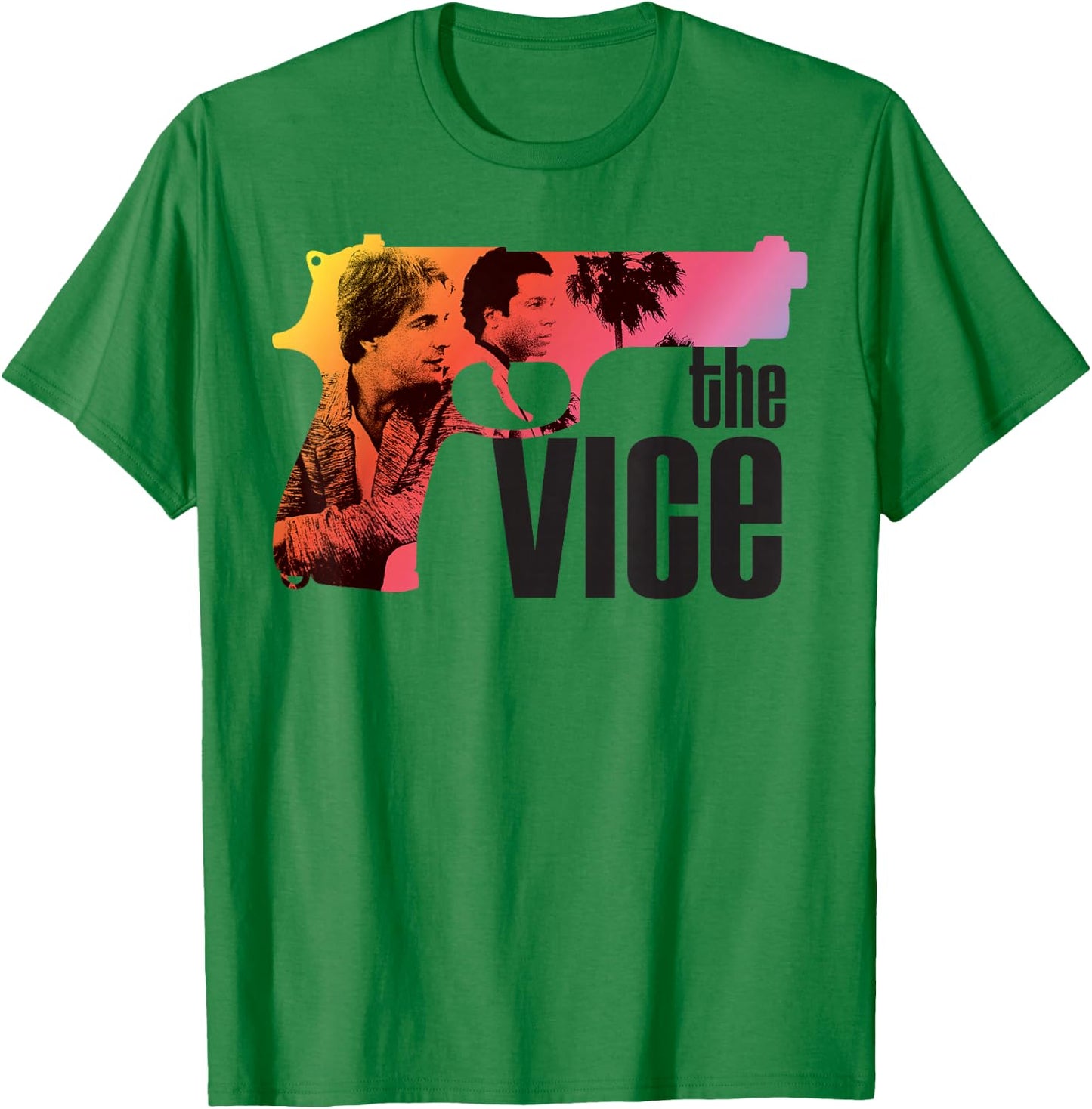 Miami Vice 'The Vice' Neon Gun T-Shirt - T-Shirt | Irish Green