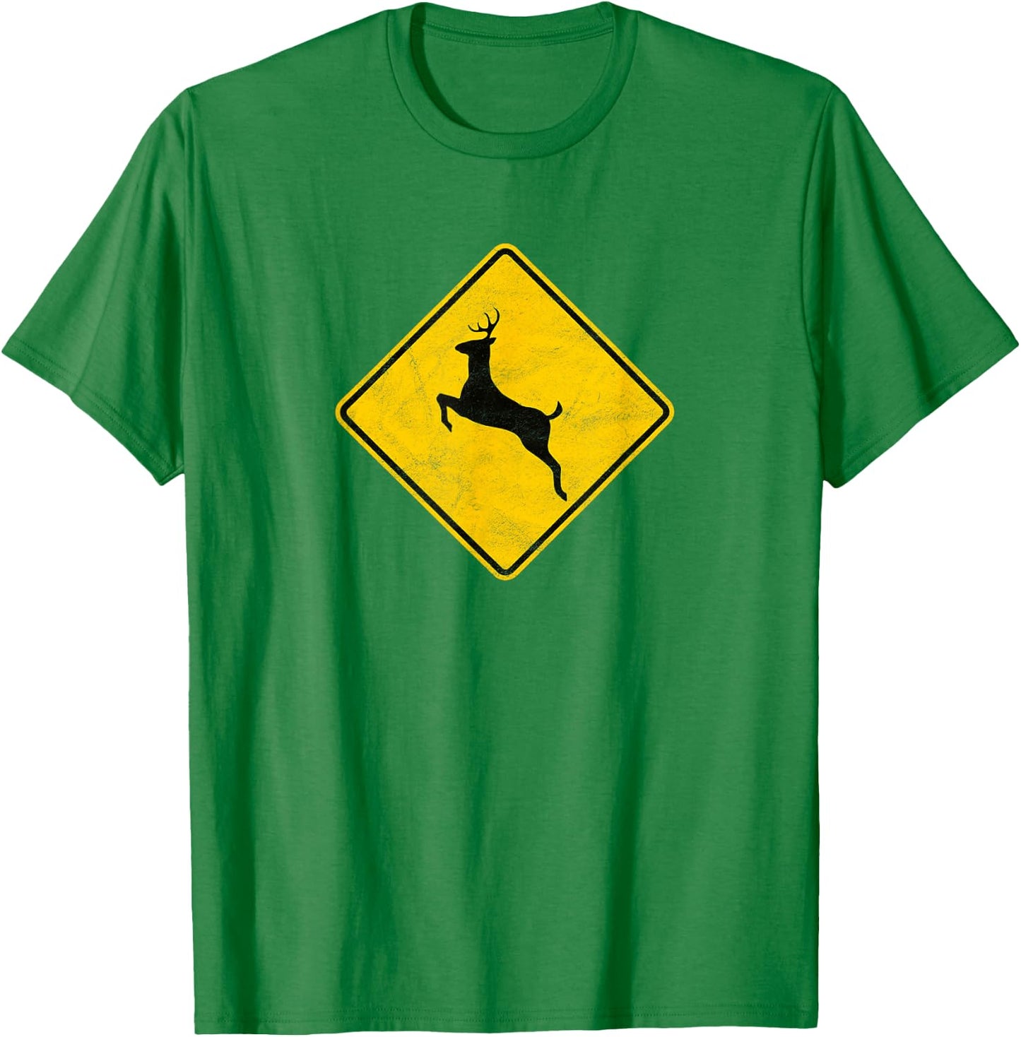 Retro Deer Crossing Vintage Hipster Sign T-Shirt - T-Shirt | Irish Green