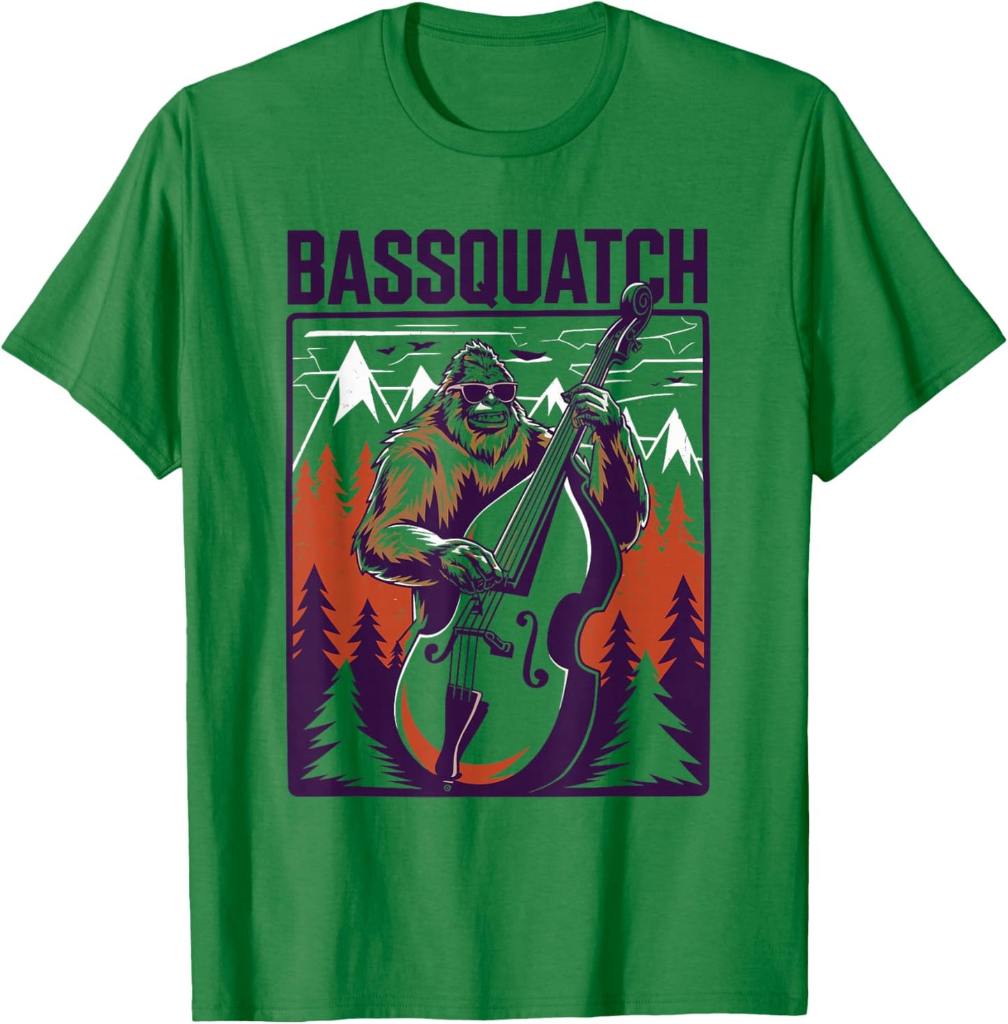 C.J.'s Sasquatch Bigfoot Double Bass Fiddle Gifts Bassquatch Bigfoot Double Bass Fiddle Upright Bass Sasquatch - Men's Yellow Small Classic Fit Short Sleeve Graphic T-Shirt - T-Shirt | Irish Green