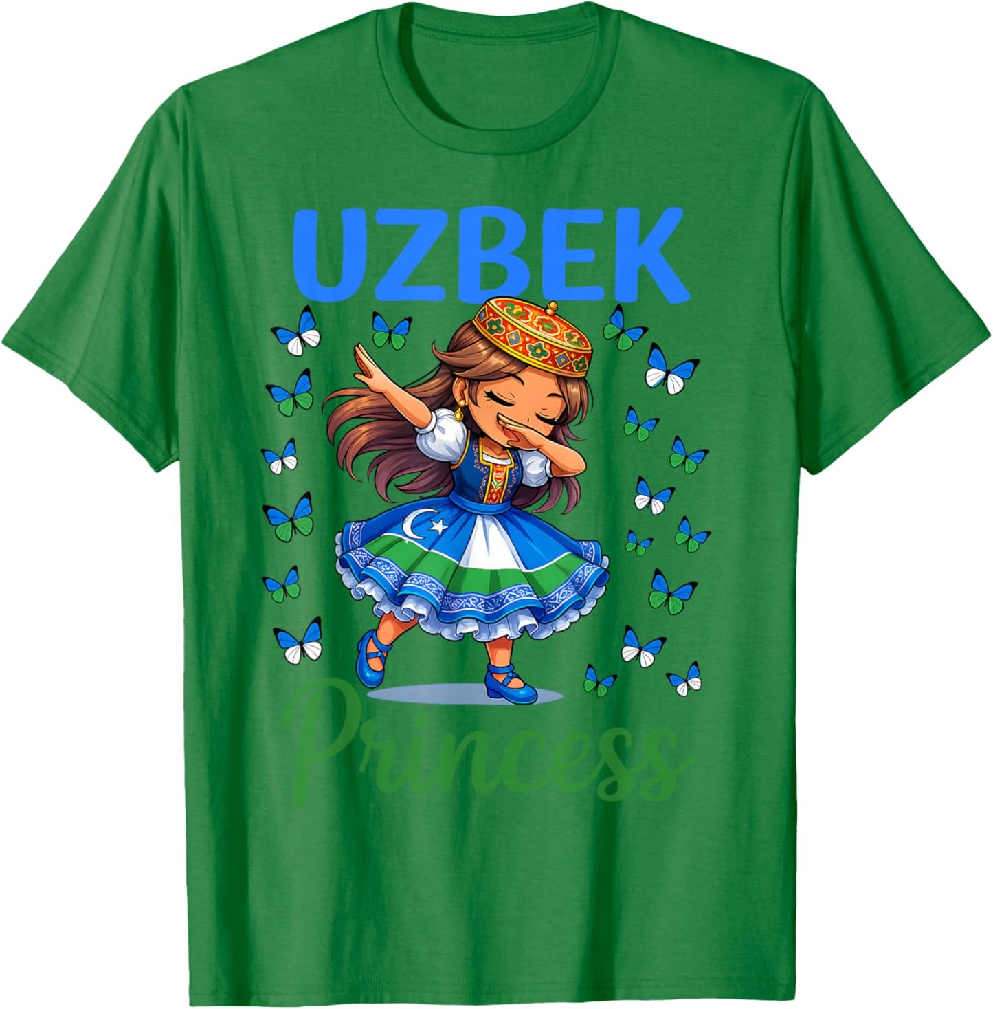Uzbek Princess Girl Dab Uzbekistan Dress for Girls Kids T-Shirt - T-Shirt | Irish Green