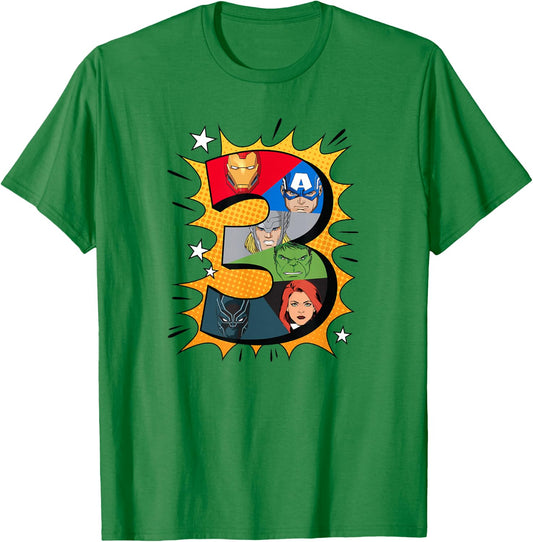 Marvel Avengers Comic Super Heroes 3rd Birthday T-Shirt - T-Shirt | Irish Green