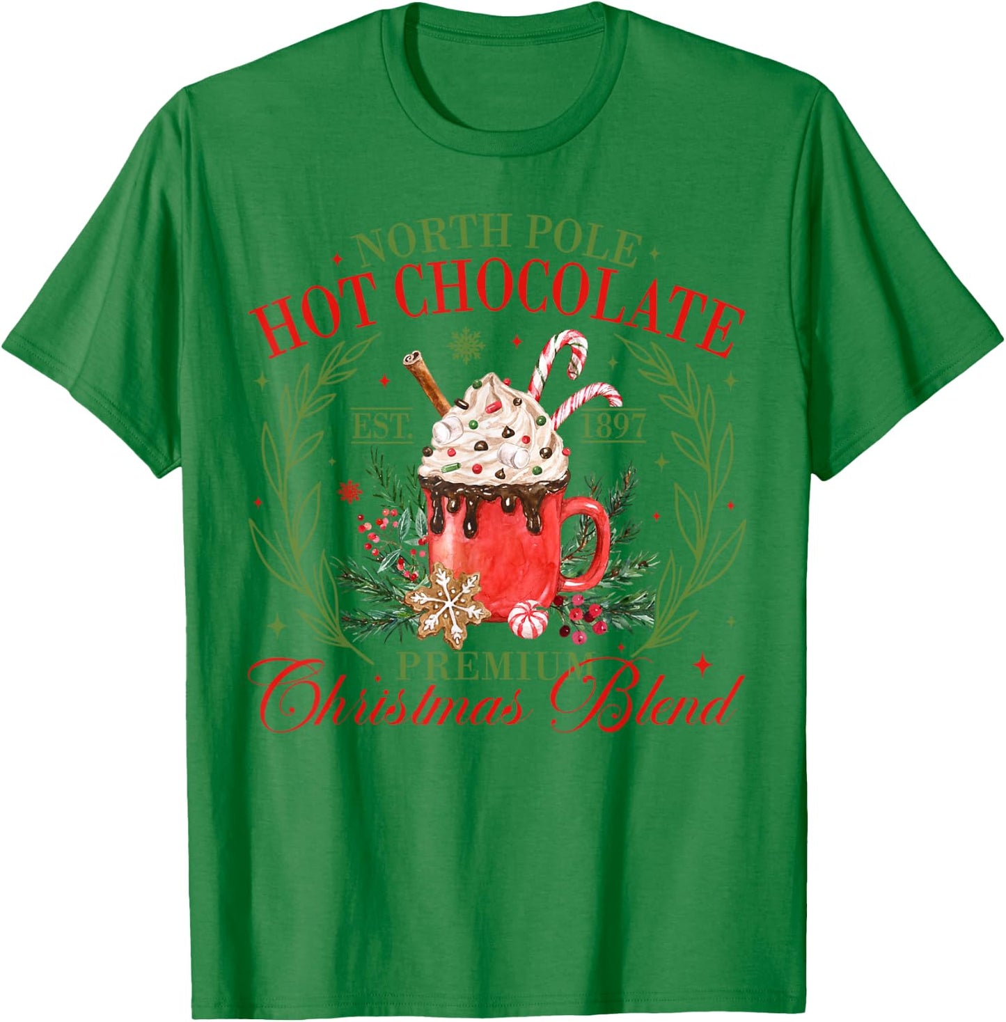 North Pole Hot Chocolate Premium Christmas Blend Xmas T-Shirt - T-Shirt | Irish Green