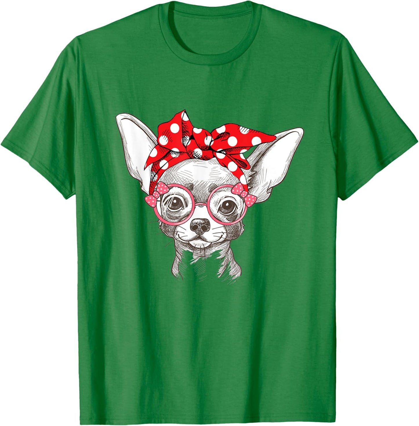 Funny Cute Chihuahua Mom Wears Bandana T-Shirt - T-Shirt | Irish Green