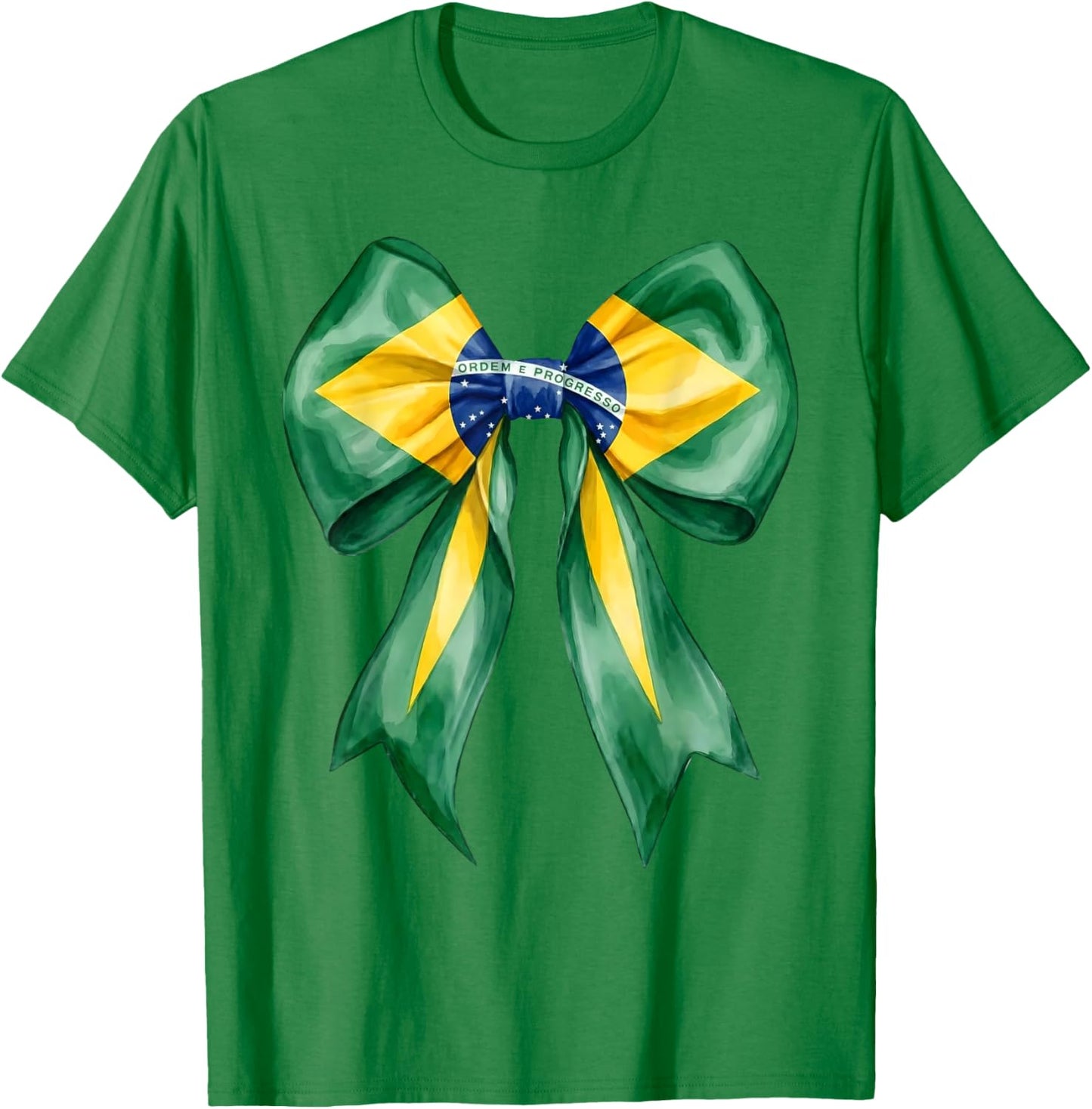 Brazilian Girl Coquette Bow Brasil Brazil Flag Brasileira T-Shirt - T-Shirt | Irish Green