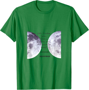 Oscar Wilde "Books, Moon, and Happiness" Quote T-Shirt - T-Shirt | Irish Green