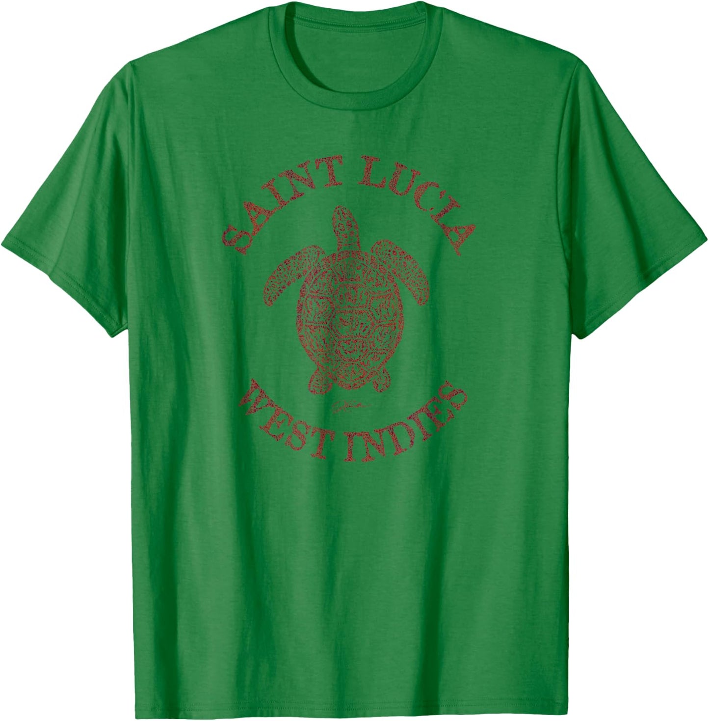 JCombs: Saint Lucia, West Indies Sea Turtle (Distressed) T-Shirt - T-Shirt | Irish Green