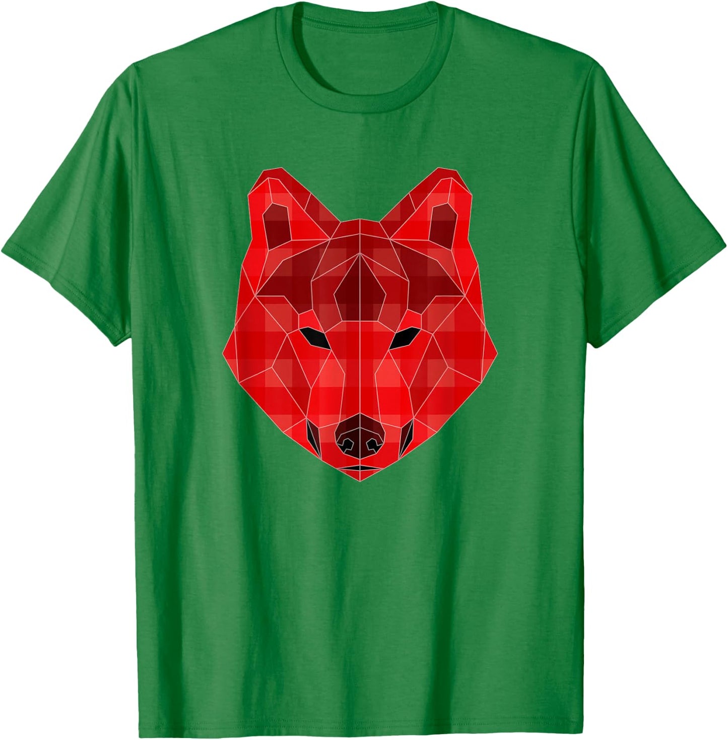Red Plaid Wolf Cute Matching Family Christmas Gift T-Shirt - T-Shirt | Irish Green