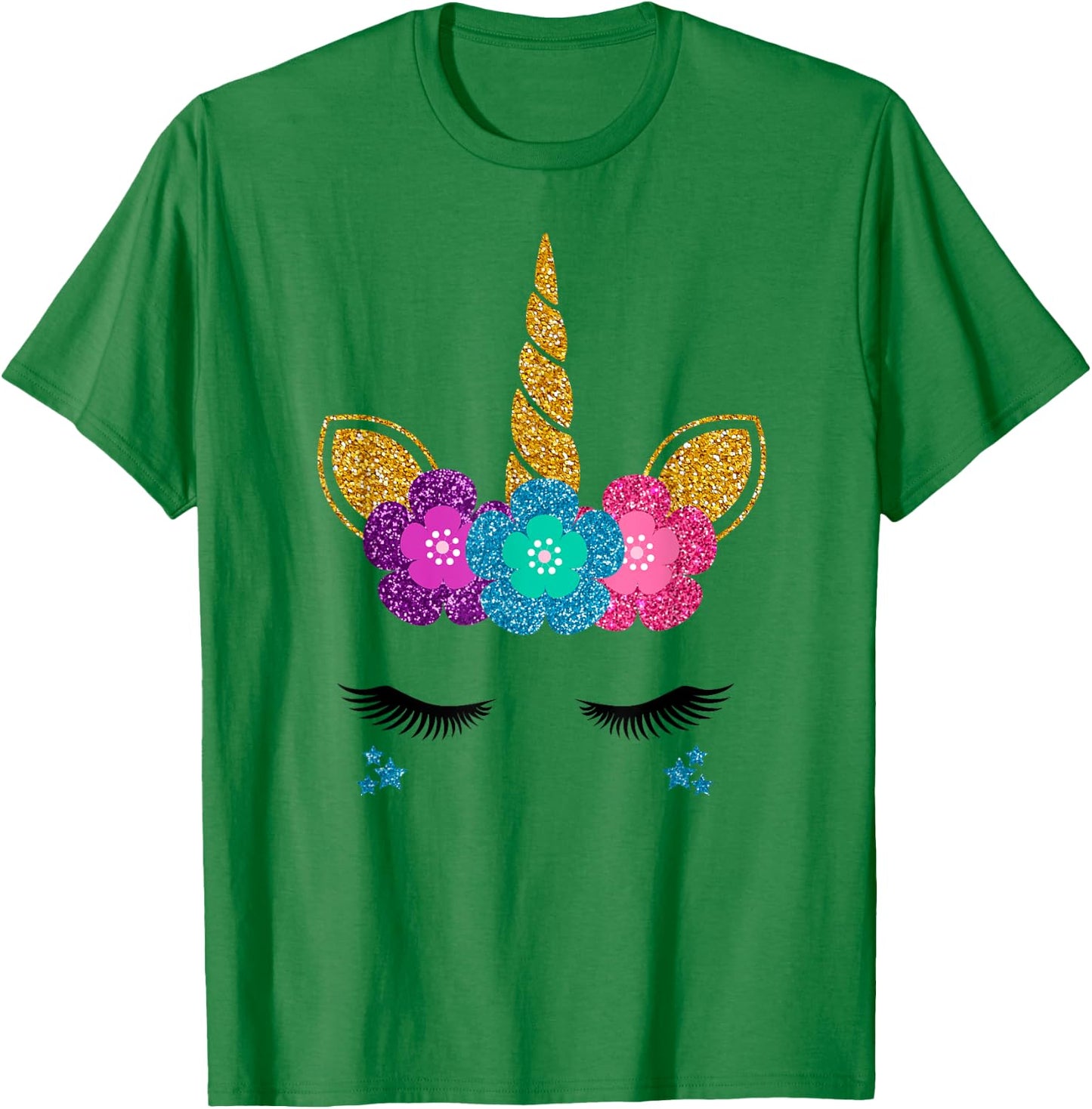 Unicorn Face Halloween Costume Idea And Birthday Outfit T-Shirt - T-Shirt | Irish Green