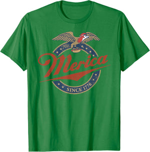 Merica Eagle Mullet Hot Dog Vintage T-Shirt - T-Shirt | Irish Green