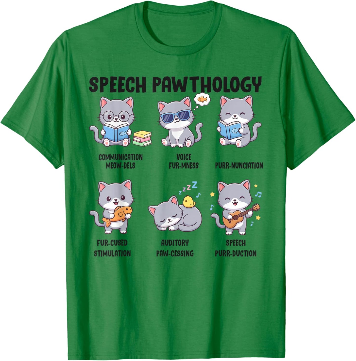 Funny Speech Pawthology Cat SLP Speech PAWTHOLOGY T-Shirt - T-Shirt | Irish Green