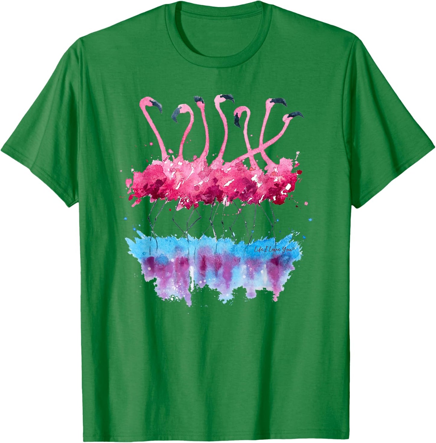 Beautiful Tropical Dancing Pink Flamingos Small T-Shirt - T-Shirt | Irish Green