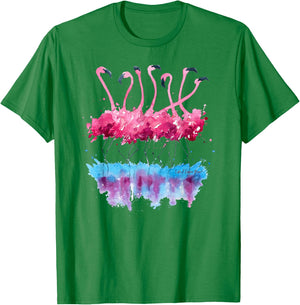 Beautiful Tropical Dancing Pink Flamingos Small T-Shirt - T-Shirt | Irish Green