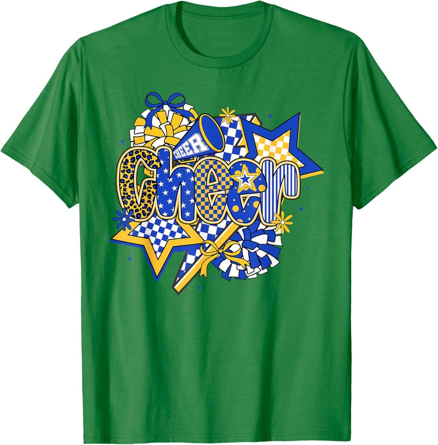 Coquette Cheer Bow Cheerleader Cheerleading Blue & Yellow T-Shirt - T-Shirt | Irish Green