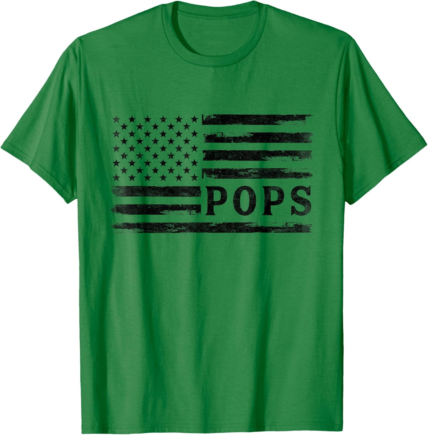 Pops Black Vintage USA Flag Father's Day Grandpa T-Shirt - T-Shirt | Irish Green