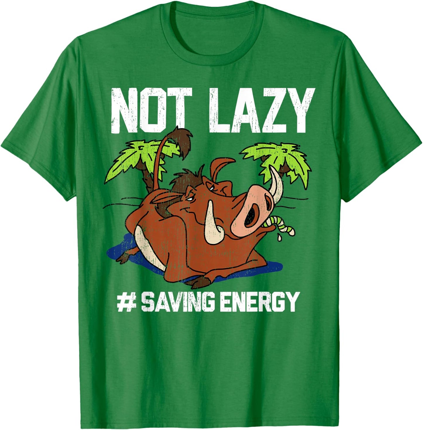 Disney The Lion King Pumbaa Not Lazy Saving Energy Vintage T-Shirt - T-Shirt | Irish Green