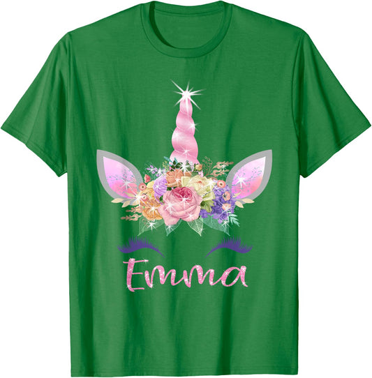 Emma: Unicorn Shirts for Girls with Name T-Shirt - T-Shirt | Irish Green