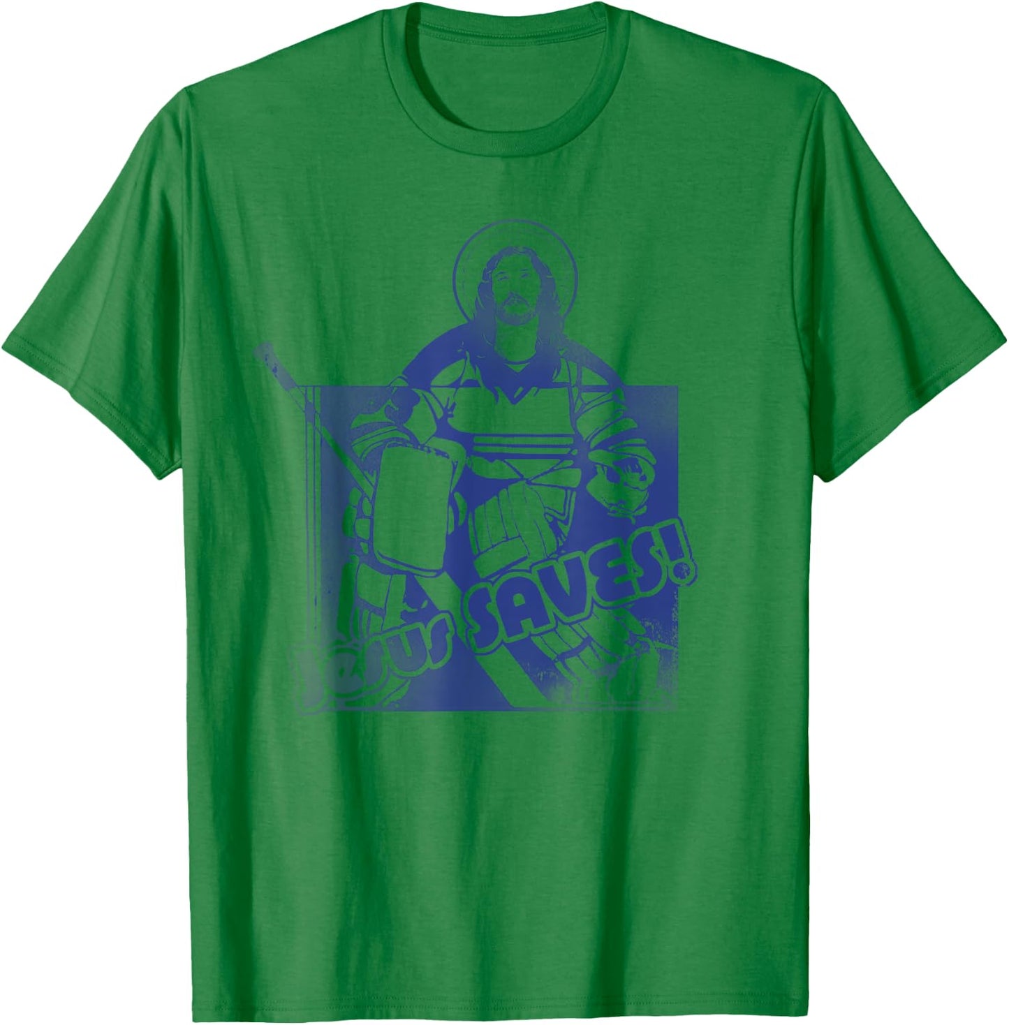 Jesus Saves Funny Hockey Adult T Shirt T-Shirt - T-Shirt | Irish Green