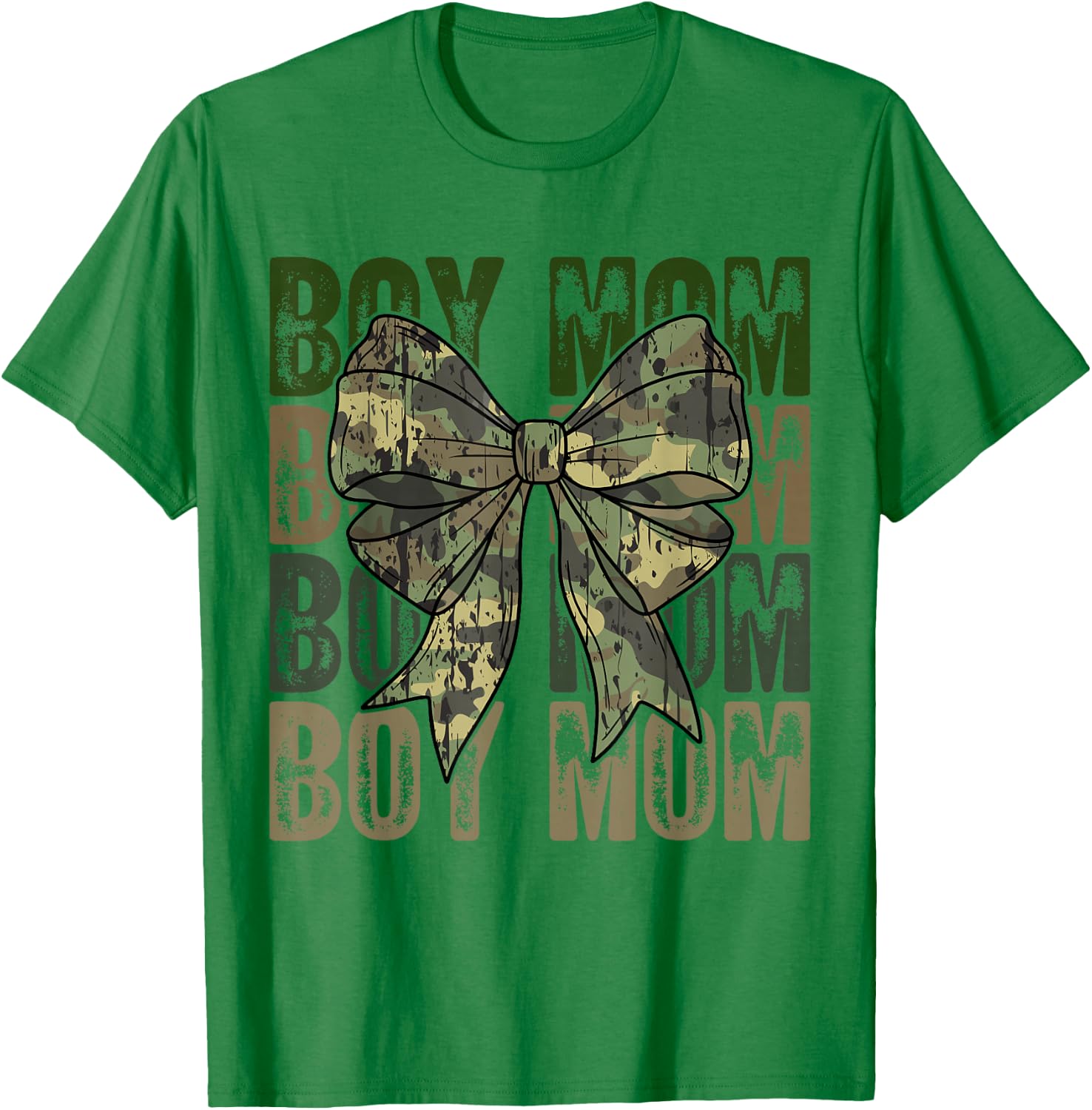 Boy Mom Camo Coquette Bow Camouflage Mama Mom Hunting Season T-Shirt - T-Shirt | Irish Green