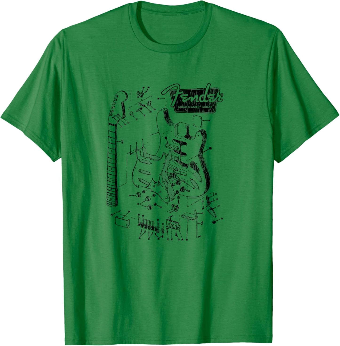 Fender Stratocaster Breakdown Schematics T-Shirt - T-Shirt | Irish Green