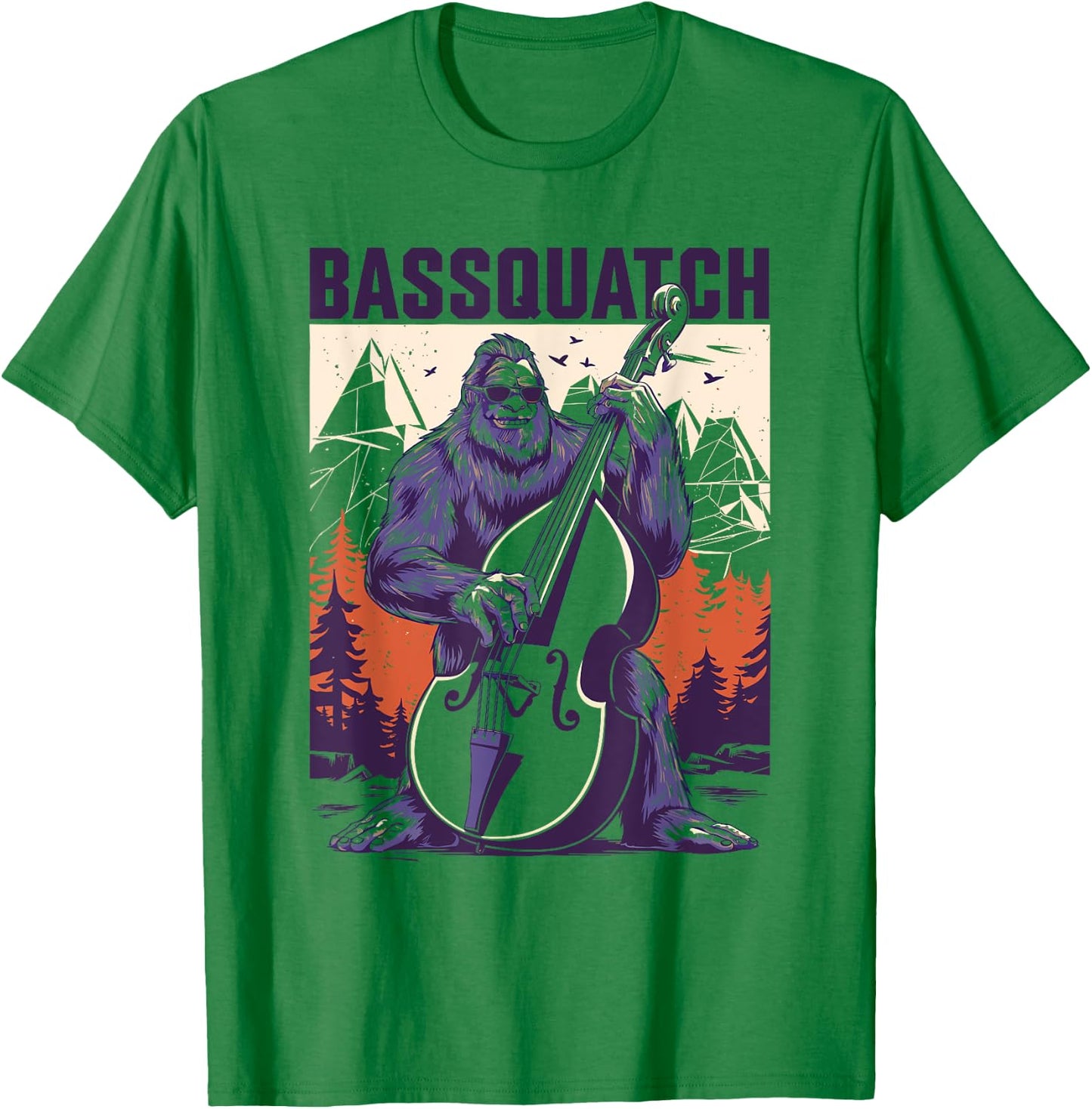 Bassquatch Bigfoot Double Bass Fiddle Upright Bass Sasquatch T-Shirt - T-Shirt | Irish Green