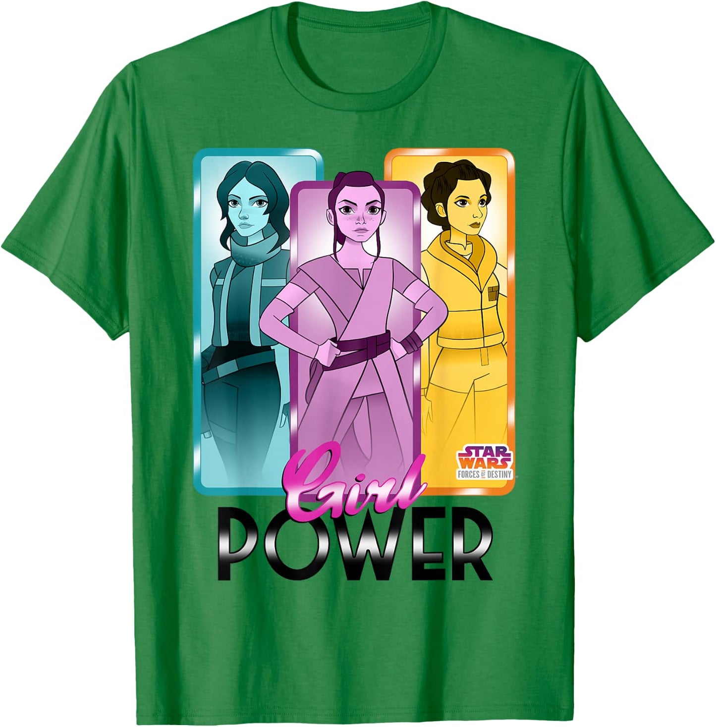 Star Wars Forces of Destiny Rey Leia Jyn Girl Power T-Shirt - T-Shirt | Irish Green