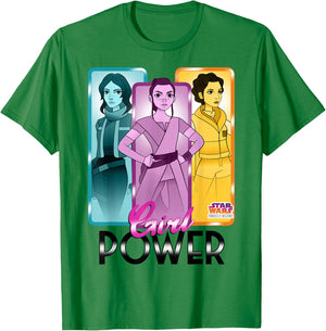 Star Wars Forces of Destiny Rey Leia Jyn Girl Power T-Shirt - T-Shirt | Irish Green