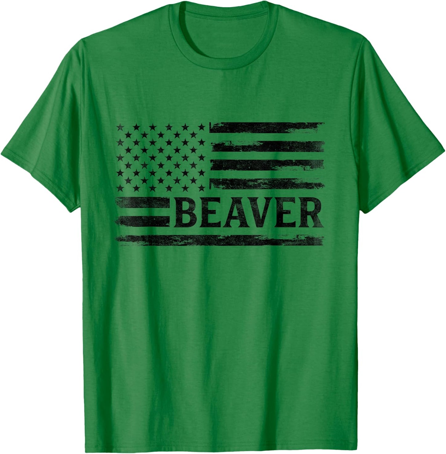 Beaver Black Vintage USA Flag Animal Lover T-Shirt - T-Shirt | Irish Green