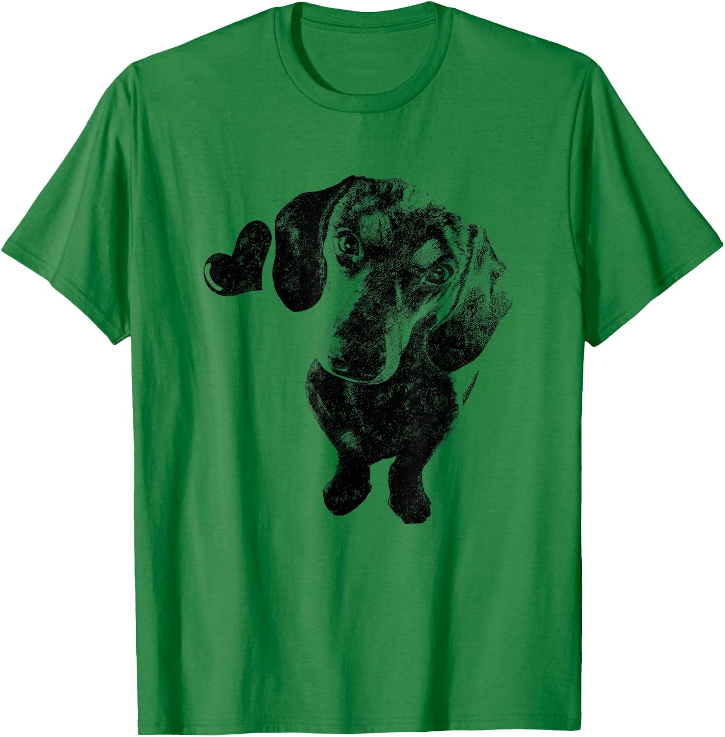 Dachshund Chiweenie Wiener Dog Heart Love Puppy Art Sketch T-Shirt - T-Shirt | Irish Green