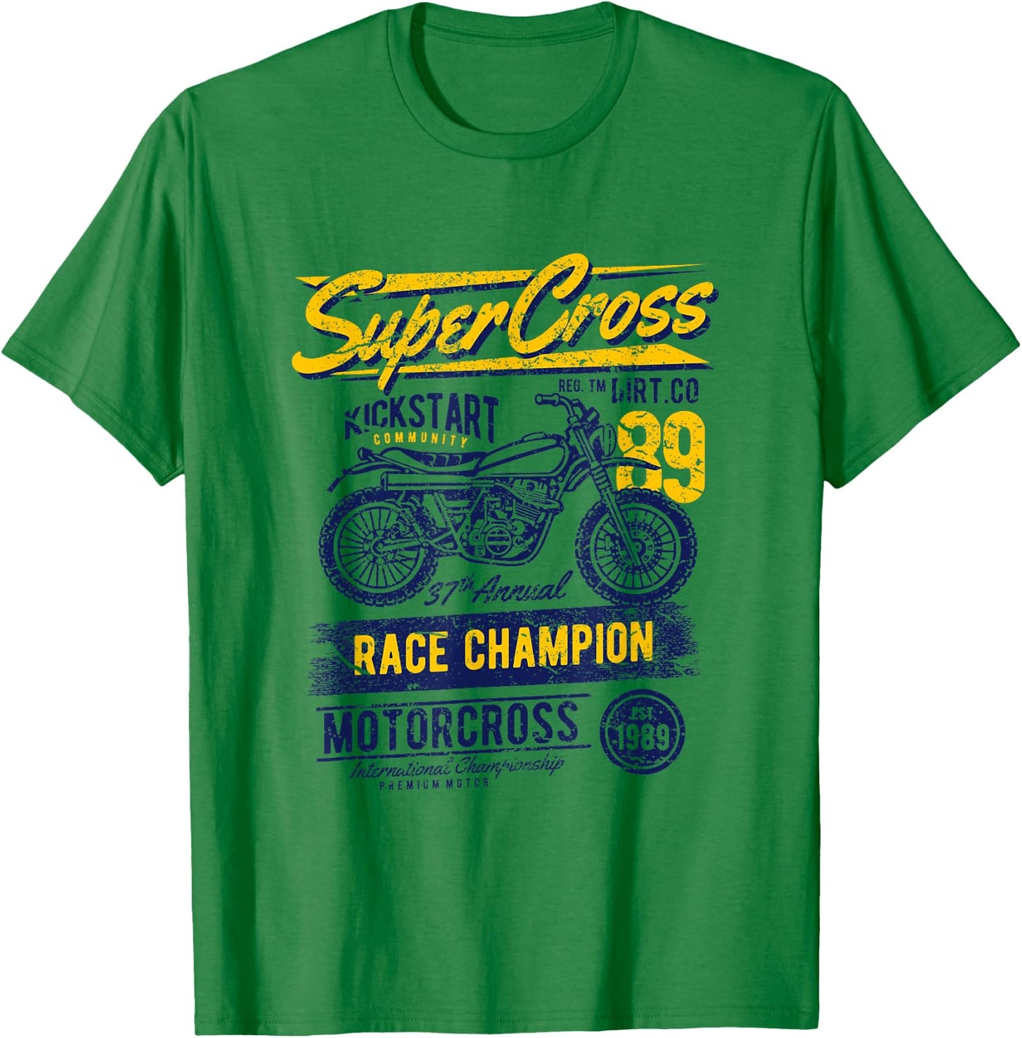 Supercross Race Champion Vintage Motorcycle Eighties T-Shirt - T-Shirt | Irish Green
