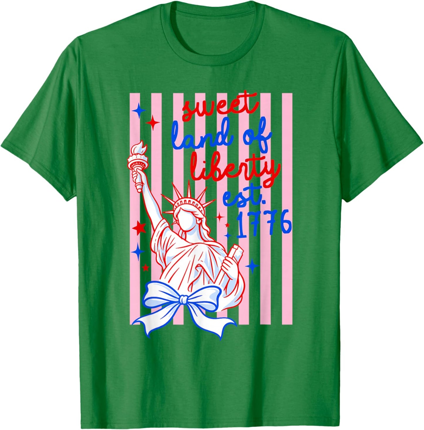 Sweet Land of Liberty Est 1776 4th July USA Flag Men Women T-Shirt - T-Shirt | Irish Green