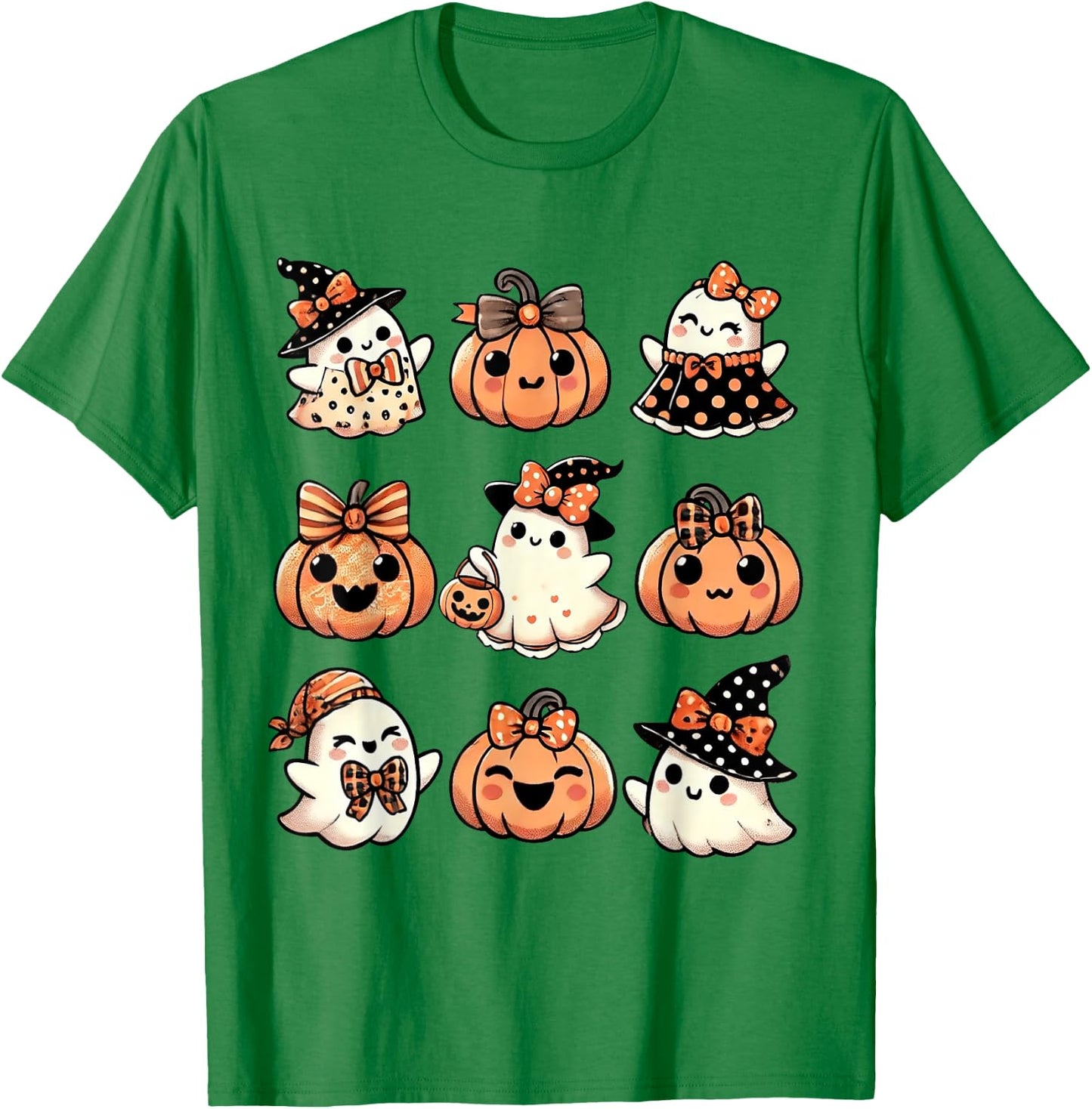 Cute Pumpkin Ghost Halloween Girls Kid Toddler Boo Halloween T-Shirt - T-Shirt | Irish Green