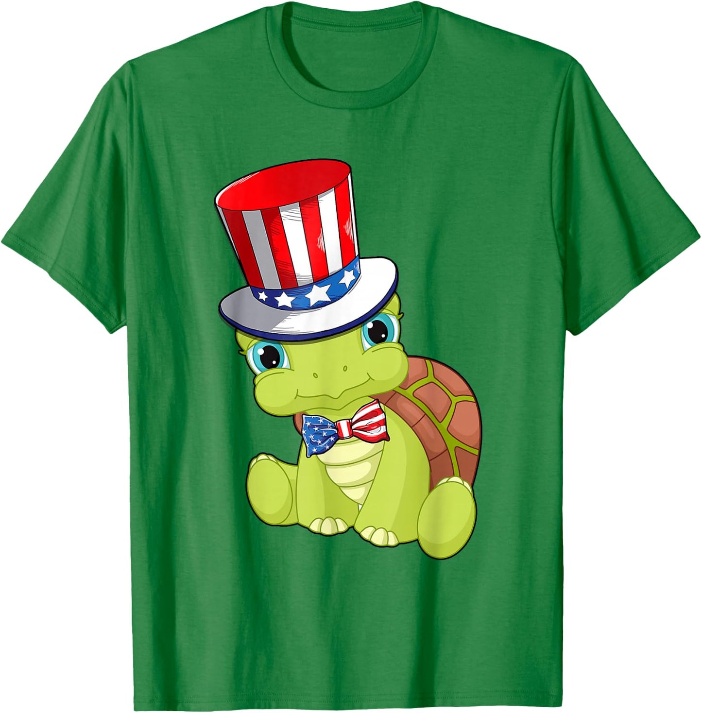 Turtle American Flag Hat Patriotic 4th Of July Shirt Gifts Women Kids Men T-Shirt - T-Shirt | Irish Green