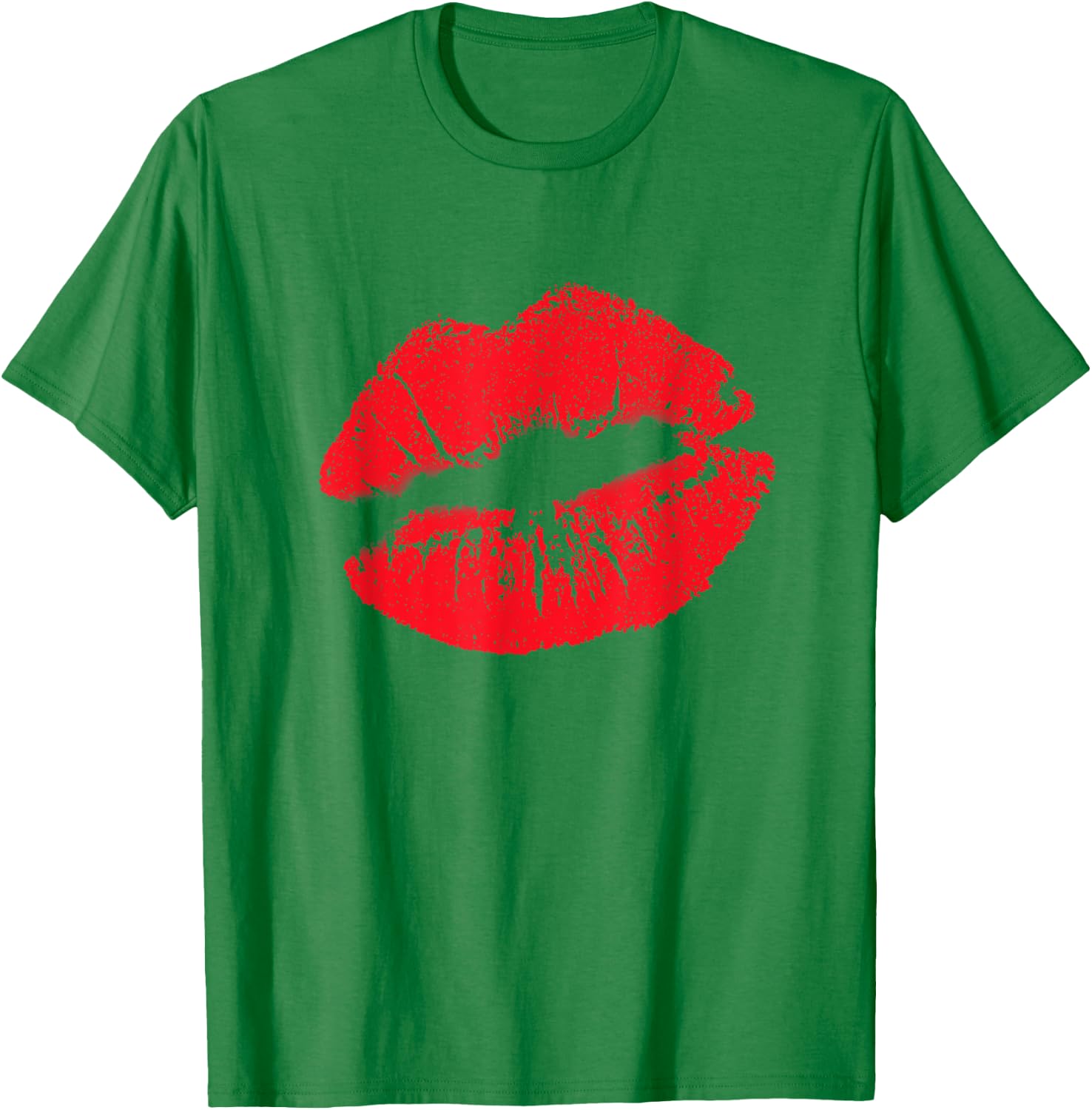 Big Lips Cool Casual Red Lipstick Funny Women Lip Kiss T-Shirt - T-Shirt | Irish Green