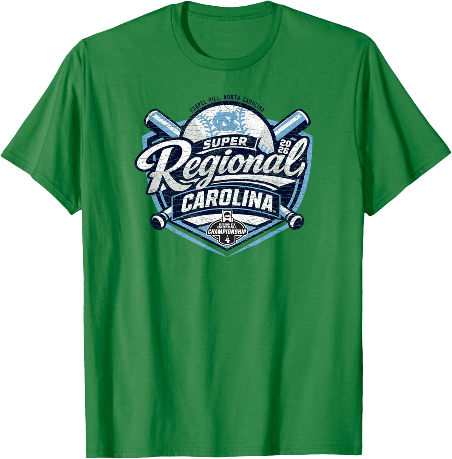 North Carolina Tar Heels Super Regionals Baseball 2026 CWS T-Shirt - T-Shirt | Irish Green