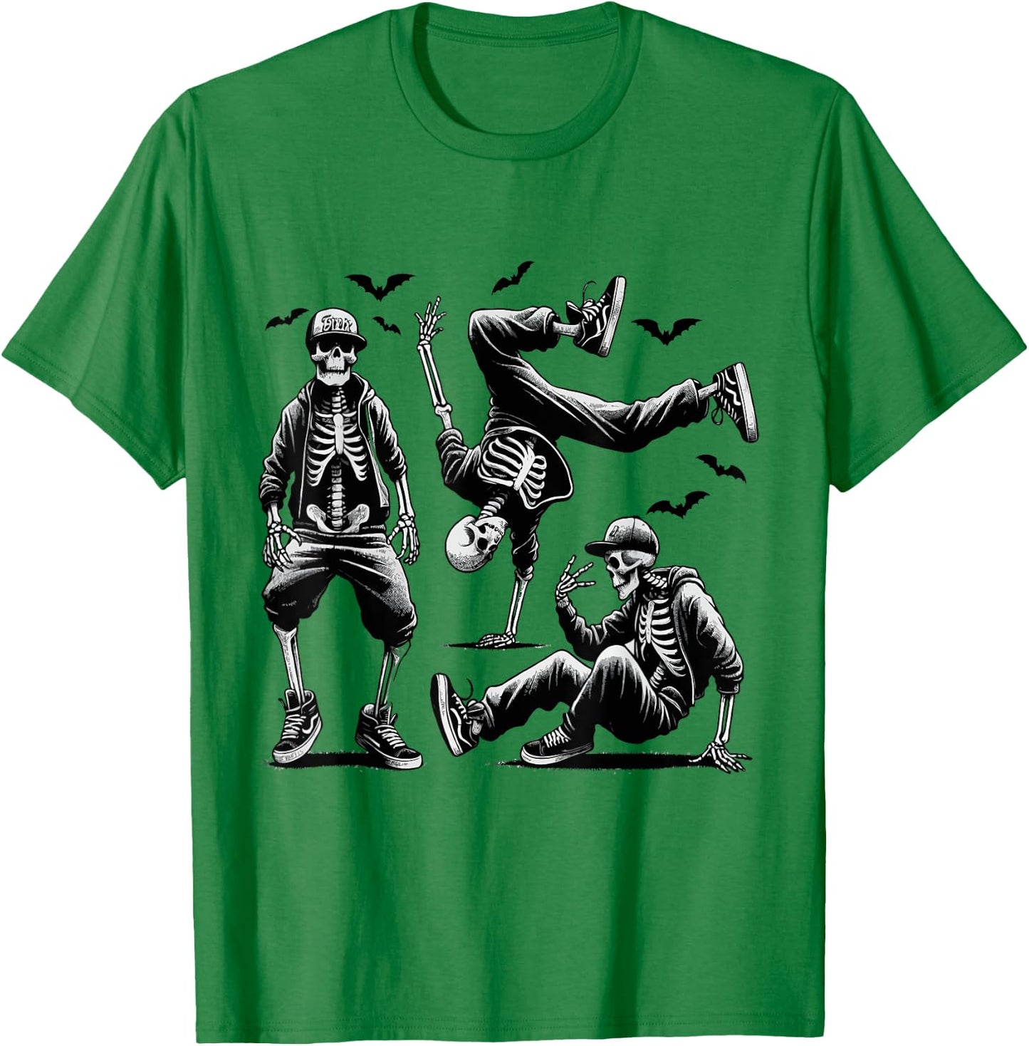 Funny Skeletons Dance Breakdance Halloween Dancing Skeleton T-Shirt - T-Shirt | Irish Green