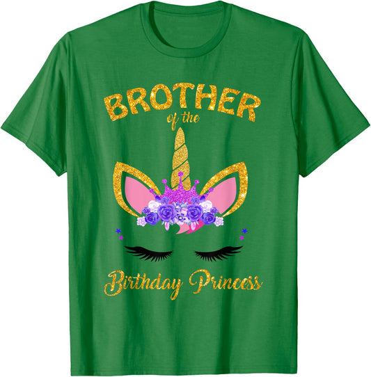 Brother Of The Birthday Princess Unicorn Family T Shirt T-Shirt - T-Shirt | Irish Green