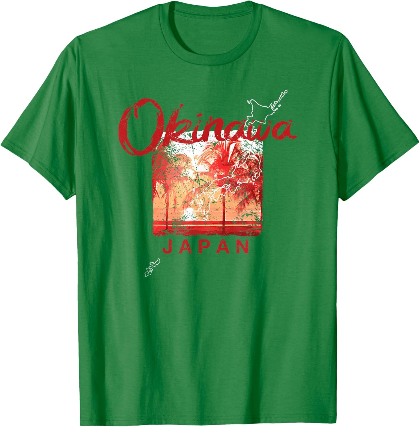 Okinawa Japan Japanese Retro Vintage Travel T-Shirt - T-Shirt | Irish Green