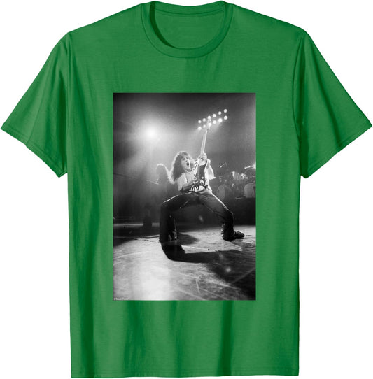Eddie Van Halen Live Rainbow Theatre by Simon Fowler T-Shirt - T-Shirt | Irish Green