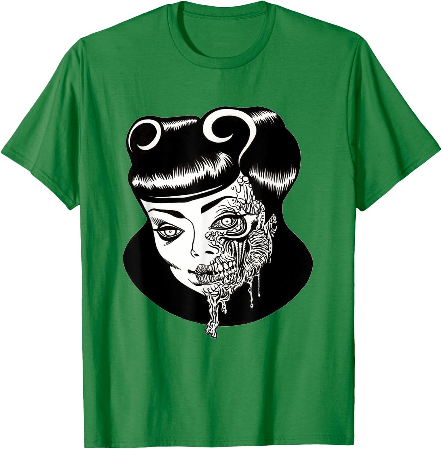 Zombie Pin-Up Girl Head T-Shirt - T-Shirt | Irish Green