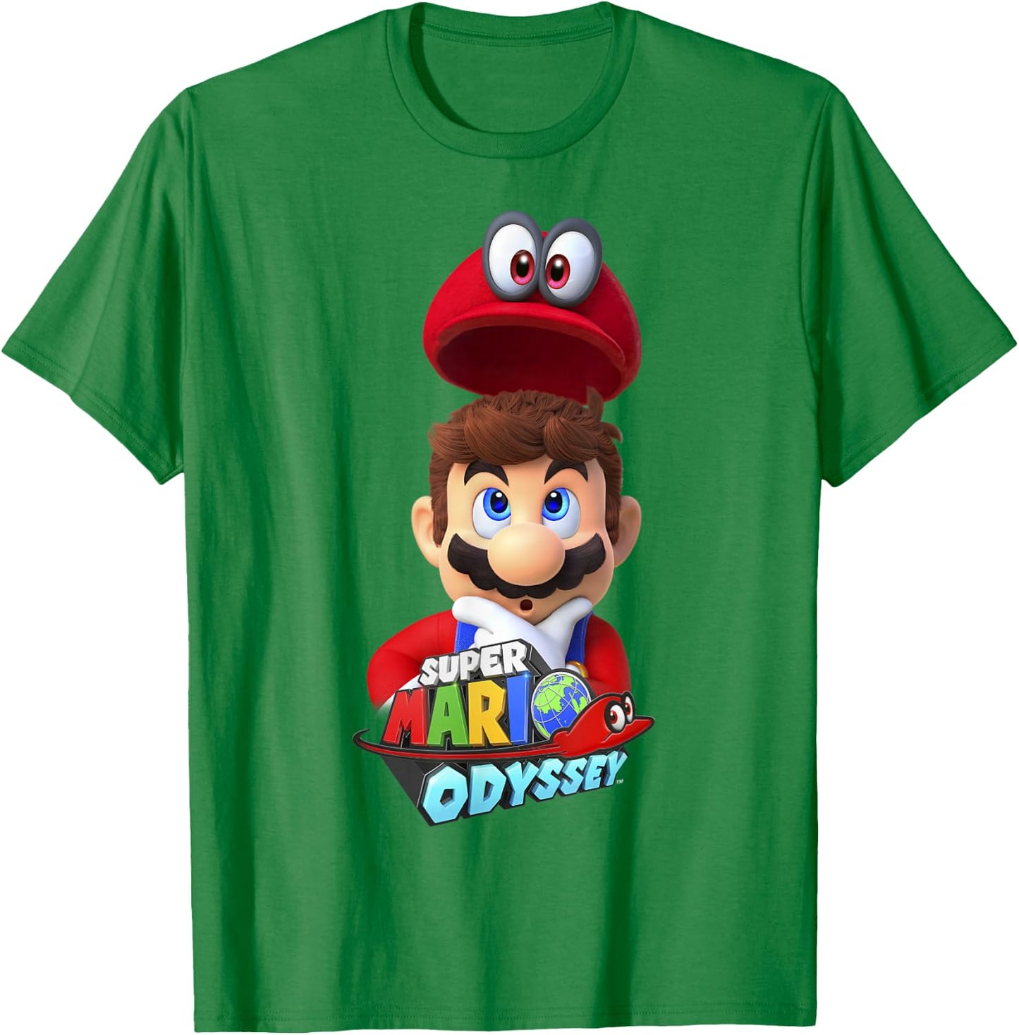 Super Mario Odyssey Game Logo Cappy Mario Graphic T-Shirt - T-Shirt | Irish Green