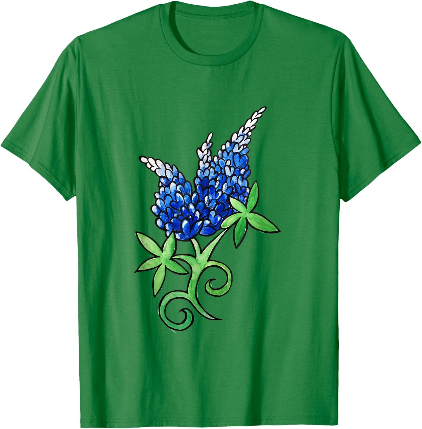 Texas Bluebonnet artistic watercolor texas shirt T-Shirt - T-Shirt | Irish Green