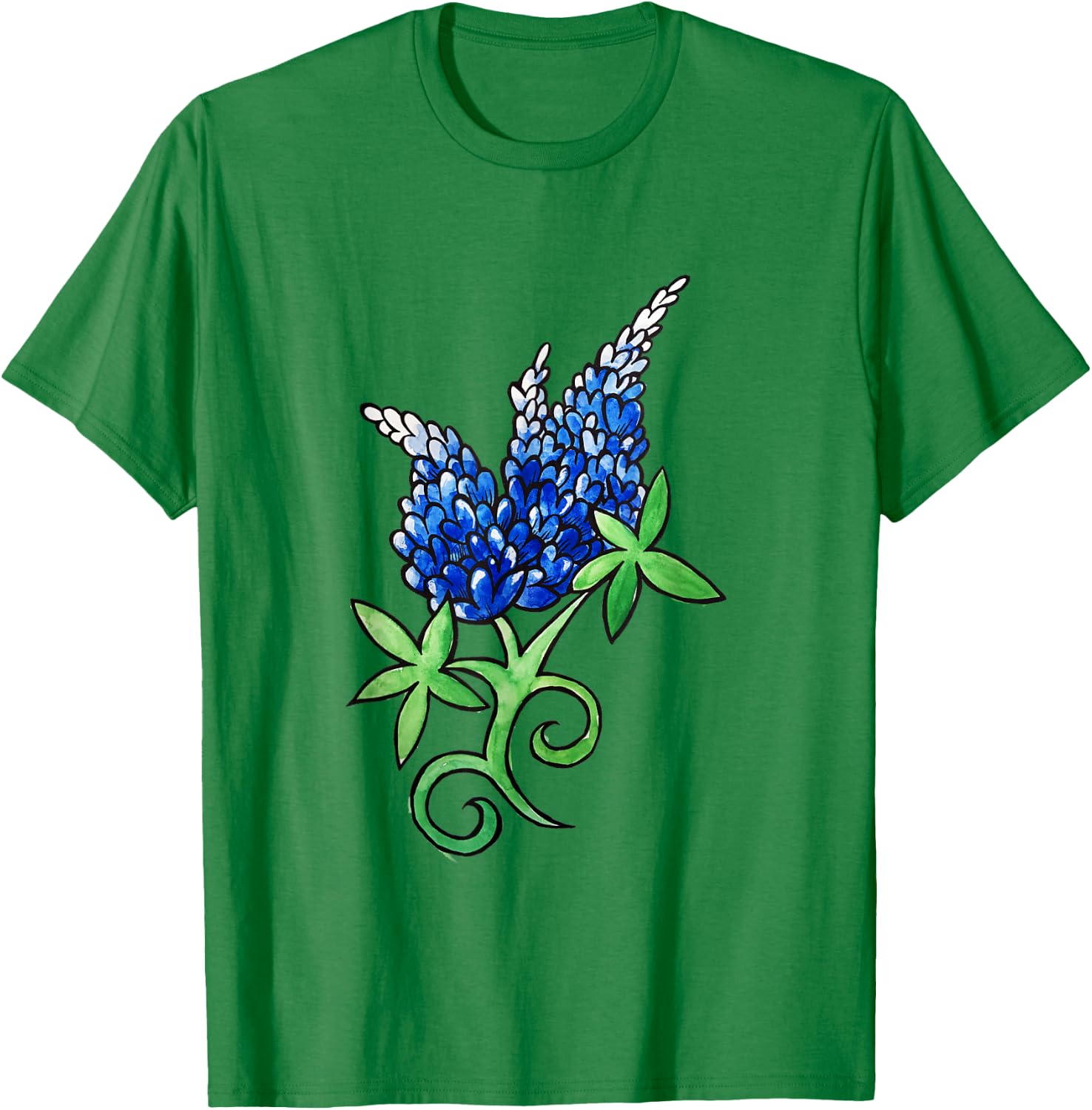 Texas Bluebonnet artistic watercolor texas shirt T-Shirt - T-Shirt | Irish Green