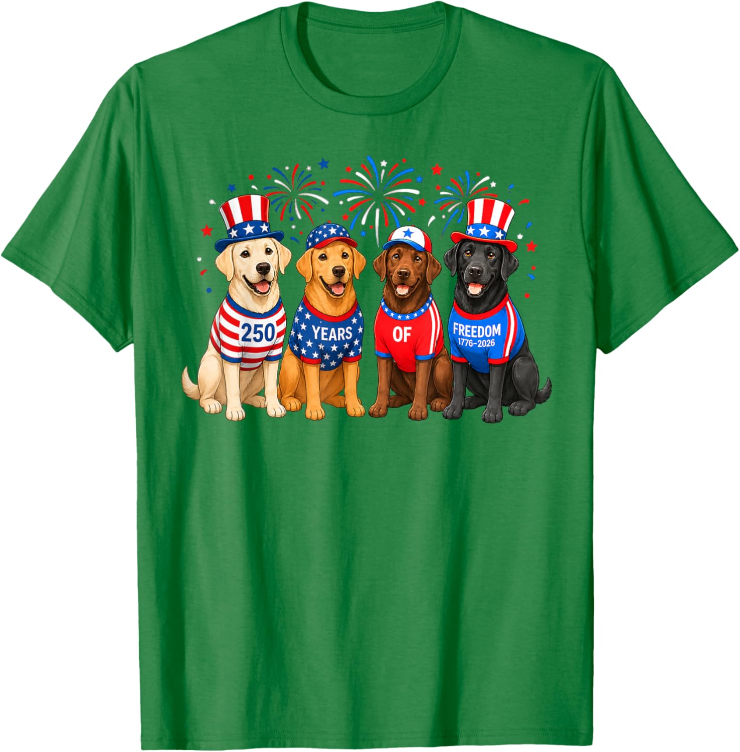 Cute 250 Anniversary USA Lab Dog Mom Dog Dad 4th of July T-Shirt - T-Shirt | Irish Green