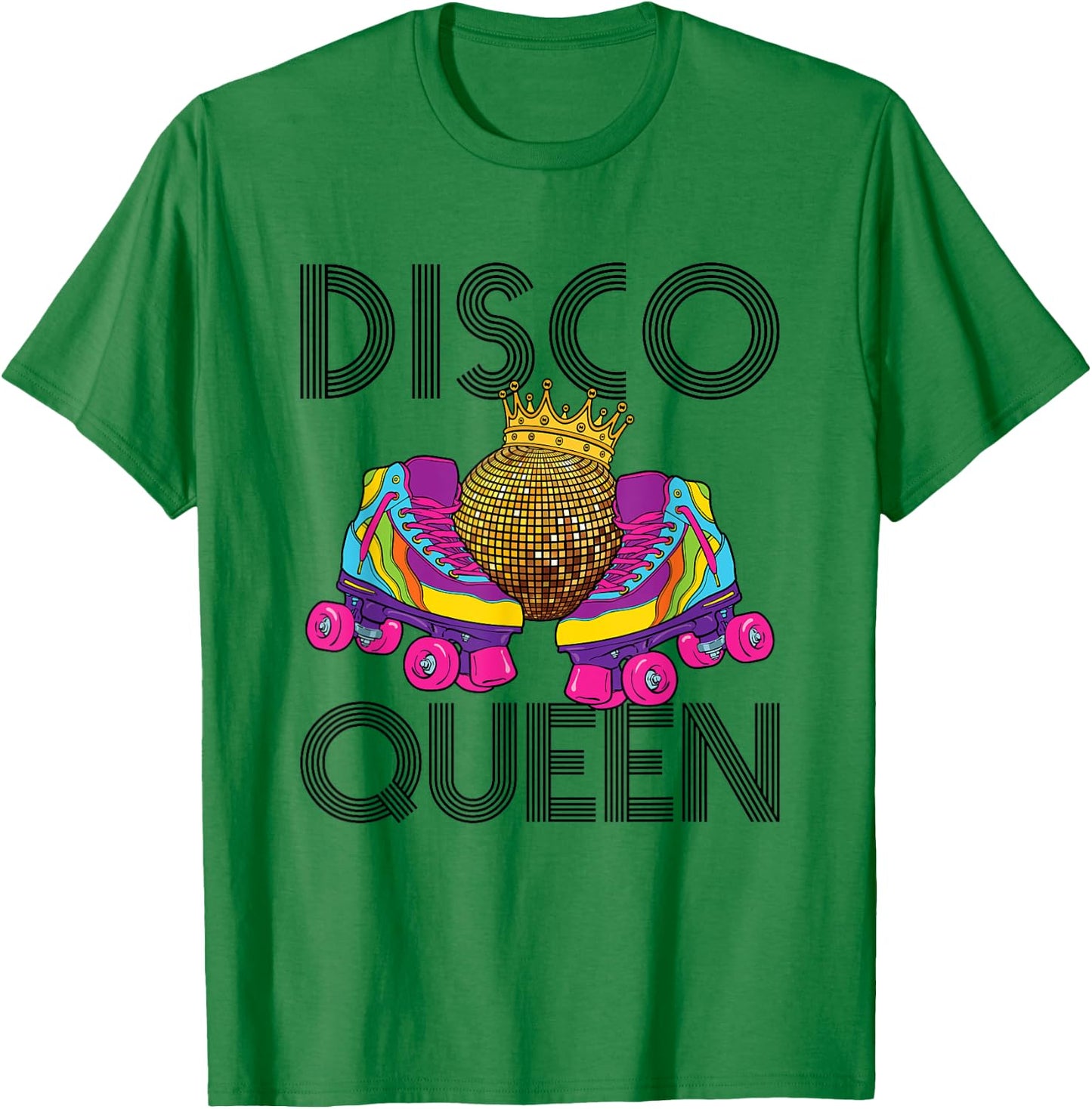 Disco Queen Retro Roller Skating Skater Skate T-Shirt - T-Shirt | Irish Green