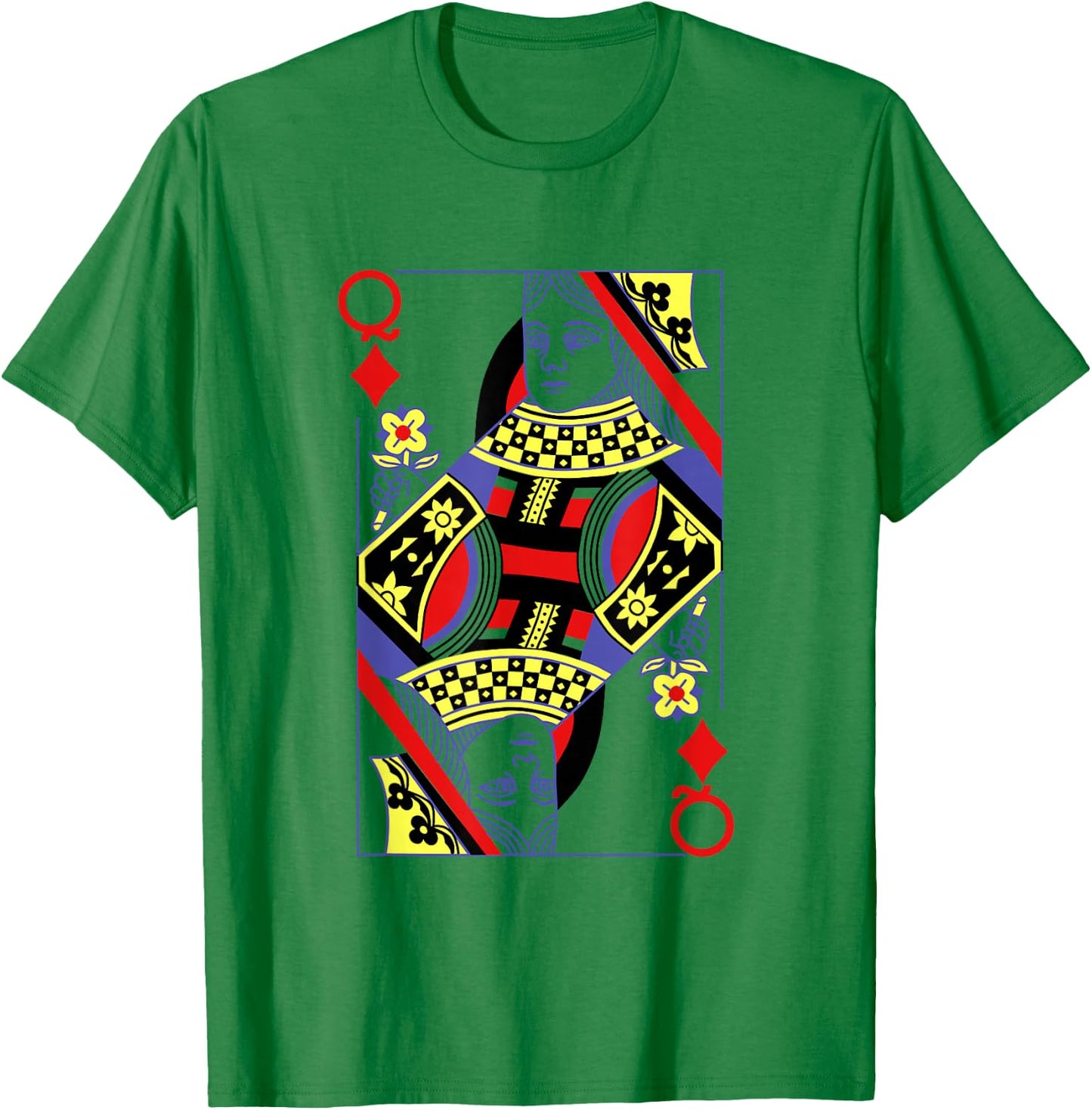 Queen Of Diamonds Deck Of Cards Playing Cards Halloween T-Shirt - T-Shirt | Irish Green