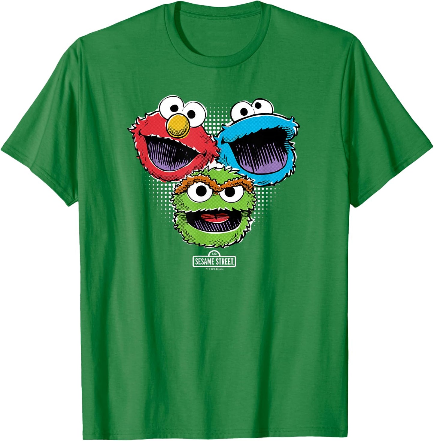 Sesame Street Halftone Heads T-Shirt - T-Shirt | Irish Green